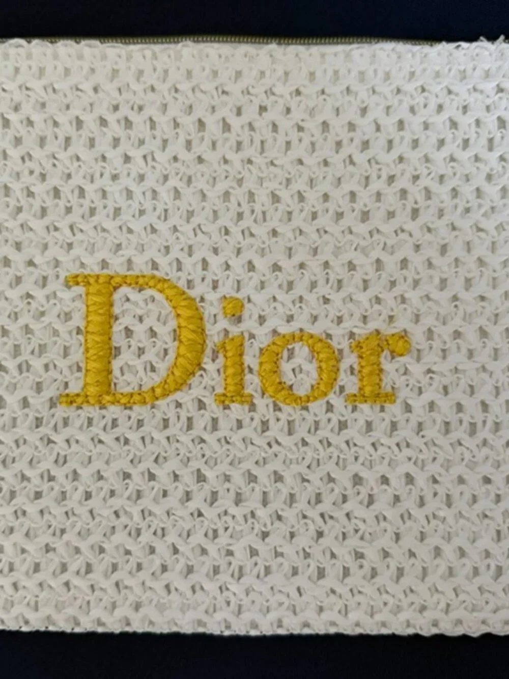 Dior White Crochet Flat Pouch Cosmetic Bag